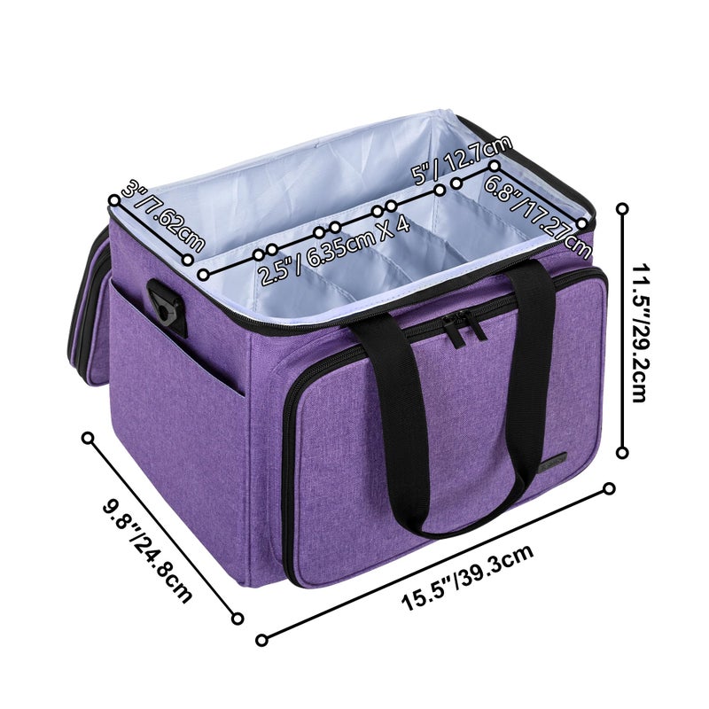 Teamoy Knitting Bag With Divider and Cover, Portable Yarn Storage Organizer for Crochet Accessories and Knitting Needles,Ideal for Knitting Enthusiasts, Purple - Image 5